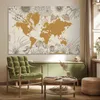 MuchoWow® Poster Weltkarte - Gold - Blumen 180x120 cm - Produktbild-Vorschau 3