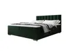 A green upholstered bed with a headboard, mattress, and bedding. Produktbild-Vorschau