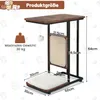 A diagram showing the dimensions and features of a cat scratching post and side table. Produktbild-Vorschau