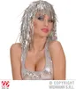 A woman wearing a silver disco top and a silver tinsel wig. Produktbild-Vorschau