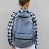 Hellblau Vintage Jeansrucksack für Jugendliche, marmoriert, Produktbild-Vorschau 2