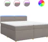 vidaXL Boxspringbett mit Matratze Taupe 200x200 cm Stoff Produktbild-Vorschau 1