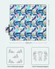 A top-down view of a picnic blanket with a colorful leaf pattern, accompanied by diagrams illustrating its capacity for seating and lying down. Náhled obrázku produktu