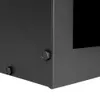 A close-up view of the corner of a black metal object, likely a fire pit or similar outdoor equipment, showing two hex bolts. Produktbild-Vorschau