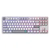 A top-down view of a mechanical gaming keyboard with RGB backlighting. Produktbild-Vorschau