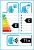 This image displays an energy efficiency label for tires, showing ratings for fuel efficiency, wet grip, and noise level. Produktbild-Vorschau