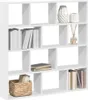 A white cube shelf unit with 12 compartments, displaying various decorative items and books. Voir les images du produit