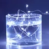 A string of white LED lights submerged in clear water inside a glass container. Produktbild-Vorschau