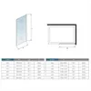 Diagrams and tables showing dimensions and sizes for shower enclosures. Produktbild-Vorschau