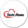 Huuraa Aufkleber Beste Mama Herz 10cm rund Sticker Produktbild-Vorschau 1