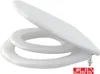 A white toilet seat and lid are shown in an open position against a white background. Produktbild-Vorschau