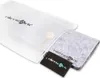 The image shows the packaging of an Alienwork product, including a white pouch, a black tag, and a grey felt sleeve. Produktbild-Vorschau