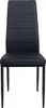 A front view of a black dining chair with a padded seat and backrest, supported by black metal legs. Produktbild-Vorschau