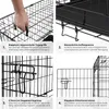 A collage of four close-up images detailing features of a dog crate. Produktbild-Vorschau