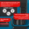 Close-up of a laser level device with instructional text and buttons highlighted. Produktbild-Vorschau