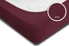 A close-up view of a burgundy fitted sheet on a mattress. Produktbild-Vorschau