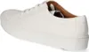 A white leather sneaker is shown from the side on a white background. Produktbild-Vorschau