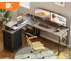 Eckschreibtisch L-Form mit 4 Schubladen, Steckdose & USB, Produktbild-Vorschau 2