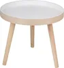 A small, round side table with a white top and light wood legs, presented against a white background. Produktbild-Vorschau