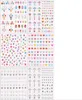 A collage of six sheets of self-adhesive gem stickers in various shapes and colors, including hearts, stars, moons, and crosses. Produktbild-Vorschau