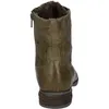 The back view of a green leather boot with a zipper and fur lining. Produktbild-Vorschau