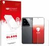 A product package for a screen protector is shown next to a smartphone with screen protectors laid out. Produktbild-Vorschau