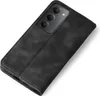 A black flip-style phone case is shown from a diagonal angle. Produktbild-Vorschau
