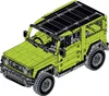 A 3D rendering of a lime green and black Lego-style Suzuki Jimny. Voir les images du produit