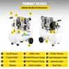 VEVOR Flüsterkompressor 25 L, Leise Ölfrei Kompressor 750 Produktbild-Vorschau 4