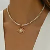 GKA Halskette Sonne Anhänger mit Schmuck Perlen Kette Damen Produktbild-Vorschau 1