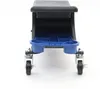 A close-up, front view of a rolling mechanic's creeper seat with tool storage. Produktbild-Vorschau