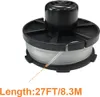 A close-up of a trimmer spool with string, with a measurement indicator. Náhled obrázku produktu