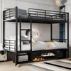 A black metal bunk bed with storage underneath, set up in a bedroom. Anteprima dell’immagine prodotto
