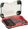 A set of drill bits in a red and green plastic case with a clear lid. Produktbild-Vorschau