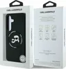 A product packaging for a Karl Lagerfeld phone case, showing the case inside the packaging and marketing information on the side. Produktbild-Vorschau