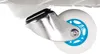 A close-up view of a caster wheel assembly attached to a white object, likely a product like a waveboard or scooter. Podgląd zdjęcia produktu