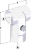 A 3D rendering of a white split T-clamp fitting with measurement indicators. Produktbild-Vorschau