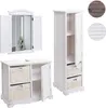 A set of bathroom furniture including a wall mirror with shutters, a vanity unit with baskets and a cabinet. Náhľad obrázku produktu