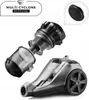 A disassembled vacuum cleaner with its cyclone filter system shown separately from the main body. Podgląd zdjęcia produktu