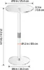 A diagram showing the dimensions of a clear acrylic side table. Podgląd zdjęcia produktu