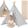 Detský stan tipi detský vigvam detský domček sivý 80x80x110 Náhľad obrázku produktu 4