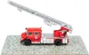 A model fire truck with a ladder extended, displayed on a cobblestone base. Produktbild-Vorschau