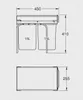 Technical drawing of a dual-bin waste separation system with dimensions. Anteprima dell’immagine prodotto