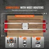 A router sled jig on a wooden surface, with examples of compatible routers below. Anteprima dell’immagine prodotto