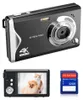 A digital camera and a memory card are displayed against a white background. Produktbild-Vorschau