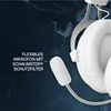 Close-up of a white gaming headset with a pink accent, showing the microphone with a foam filter. Produktbild-Vorschau