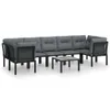 vidaXL 8-tlg. Garten-Lounge-Set Schwarz und Grau Poly Produktbild-Vorschau 1