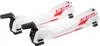 A pair of white CCM hockey skate guards with red accents and logos, shown against a white background. Voir les images du produit