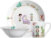 A set of children's dinnerware with dinosaur and child illustrations. Produktbild-Vorschau