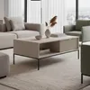 Salontafel Kioto, 104 cm, kasjmierbeige en zwart – 2 lades, Productafbeelding-voorbeeld 1